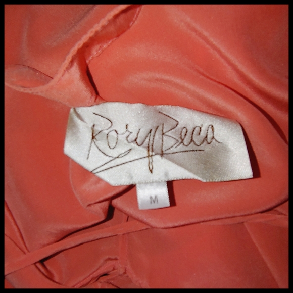 Silk Salmon Colored Belted Tunic, M - Picture 5 of 6